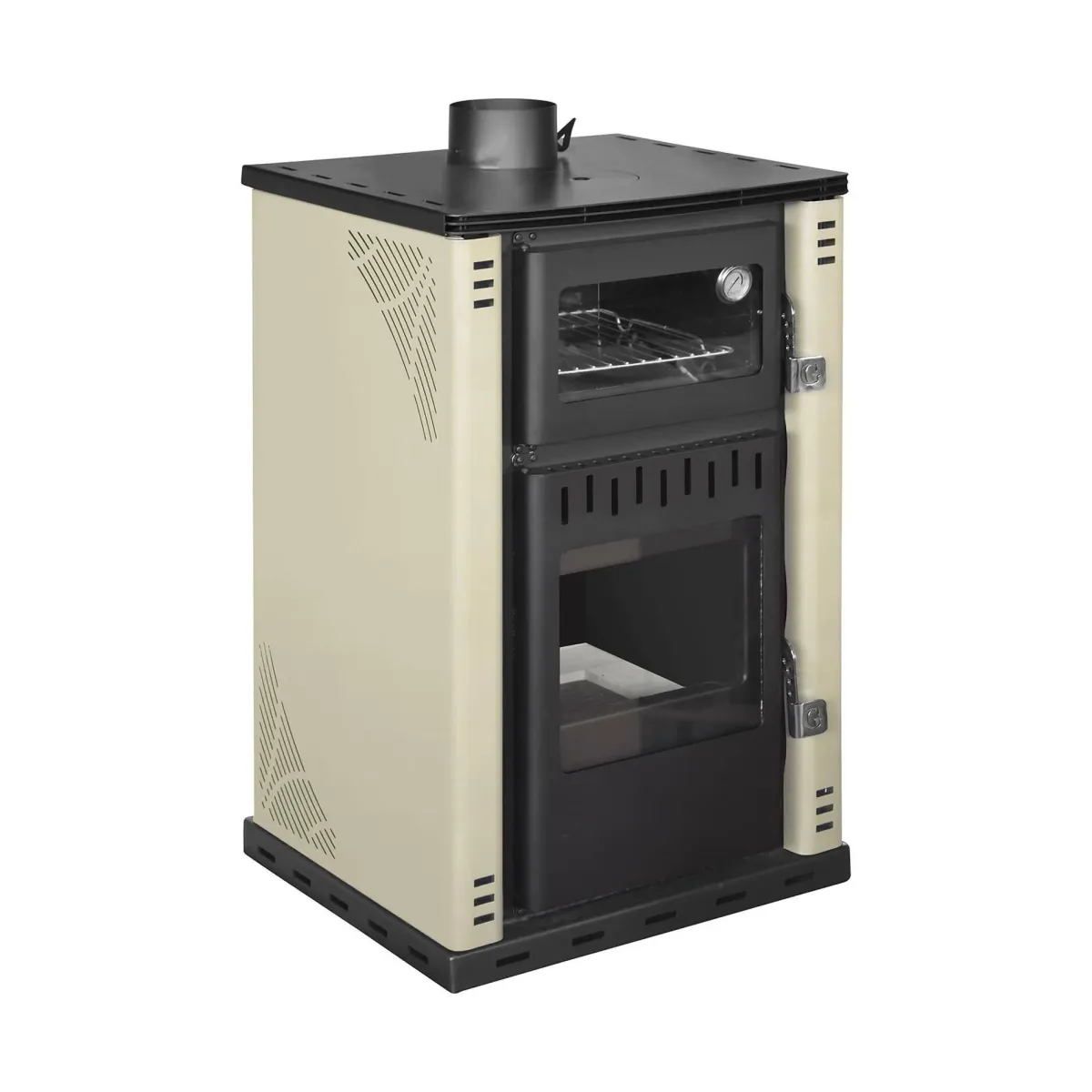 Stufe A Legna > Dmora Stufa a legna Aragona, 62x62 h102 cm, Beige Nero, Beige
