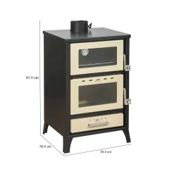 Stufe A Legna > Dmora Stufa a legna Catena, 59x51 h92 cm, Beige Beige, Nero