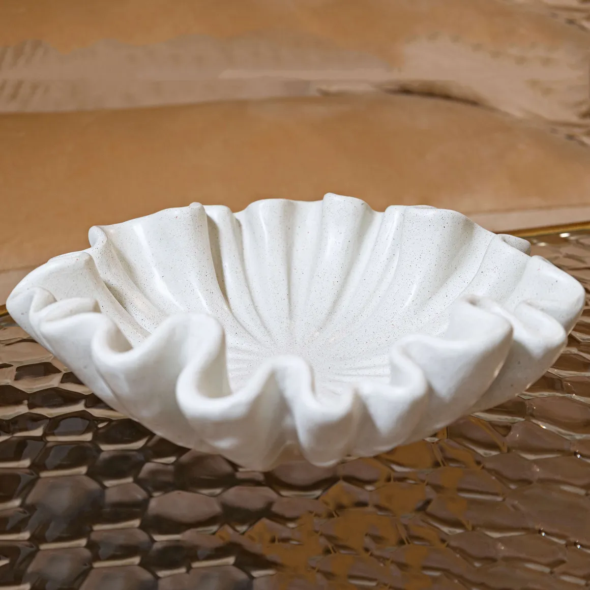 Oggettistica > Dmora Svuotatasche Effetto Pietra Sfumatura Colore Struttura Crema, - Fanepale Bianco Crema
