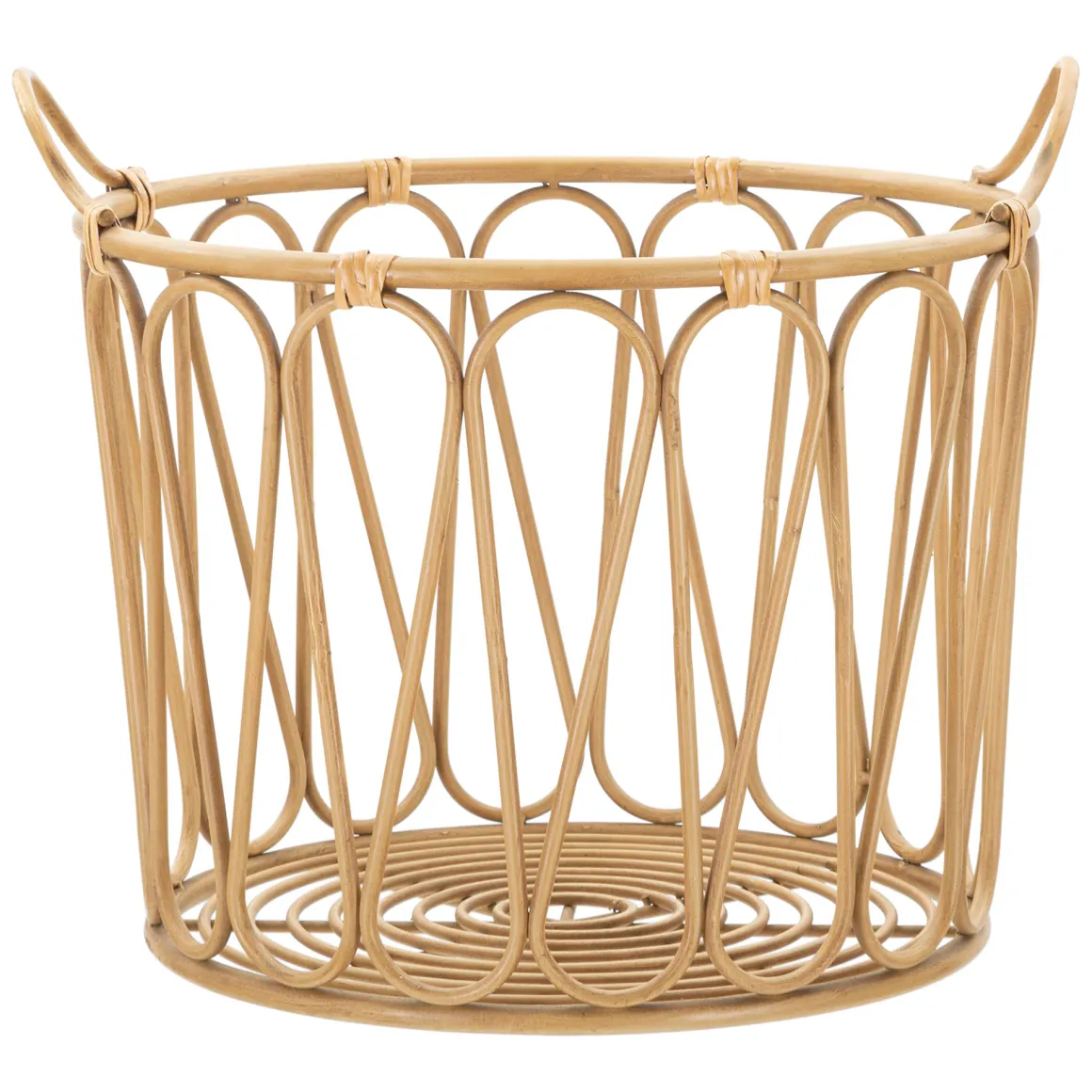 Svuotatasche Marrone Intrecciatura Effetto Rattan Materiale Struttura in Metallo, - Suchit