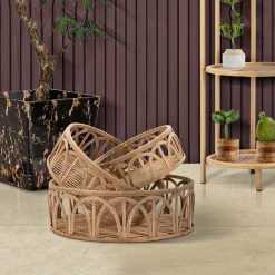 Oggettistica > Dmora Svuotatasche set da 3 in Rattan, - Famorite Marrone