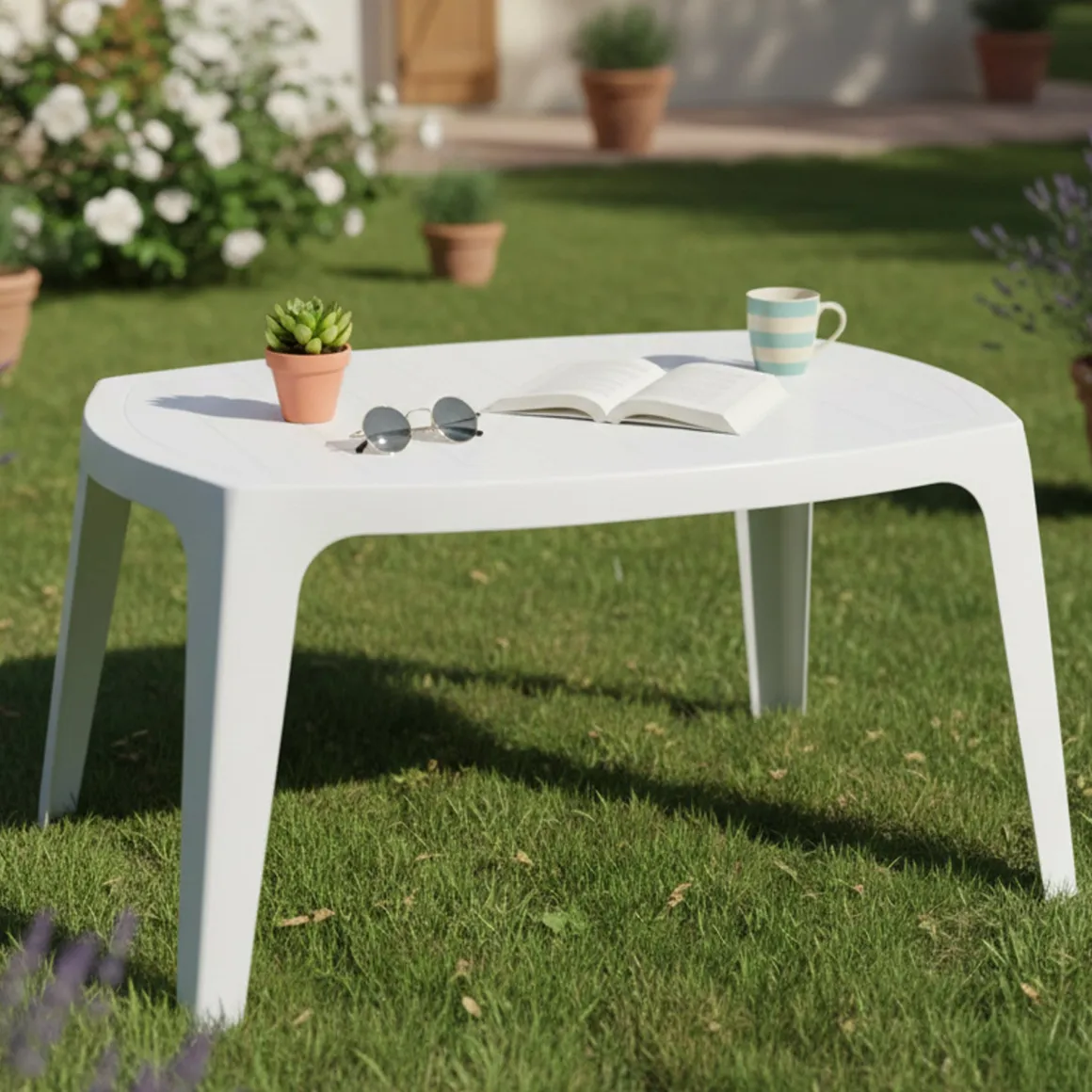 Tavolino da Esterno Bianco 2 Posti 76x49x43h cm, Made in Italy - Mclendon