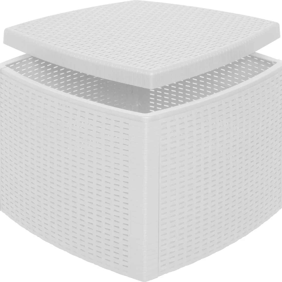 Tavolino da Esterno Bianco 2 Posti Tavolo Tavolino Contenitore 53x53x40h cm, Forma Cubica - Akane