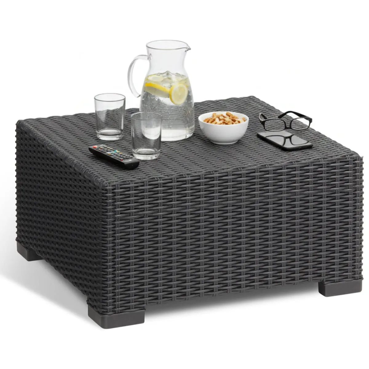 Tavoli Da Esterno > Dmora Tavolino da esterno Parksville, 68x68 h35 cm, Antracite Nero Antracite