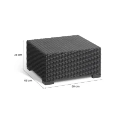 Tavoli Da Esterno > Dmora Tavolino da esterno Parksville, 68x68 h35 cm, Antracite Nero Antracite