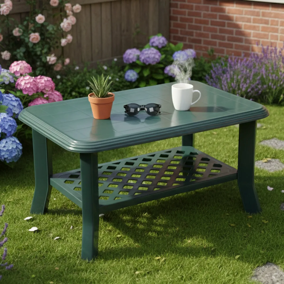 Tavoli Da Esterno > Dmora Tavolino da Esterno 2 Posti 90x60x46h cm, Made in Italy - Ucria Verde