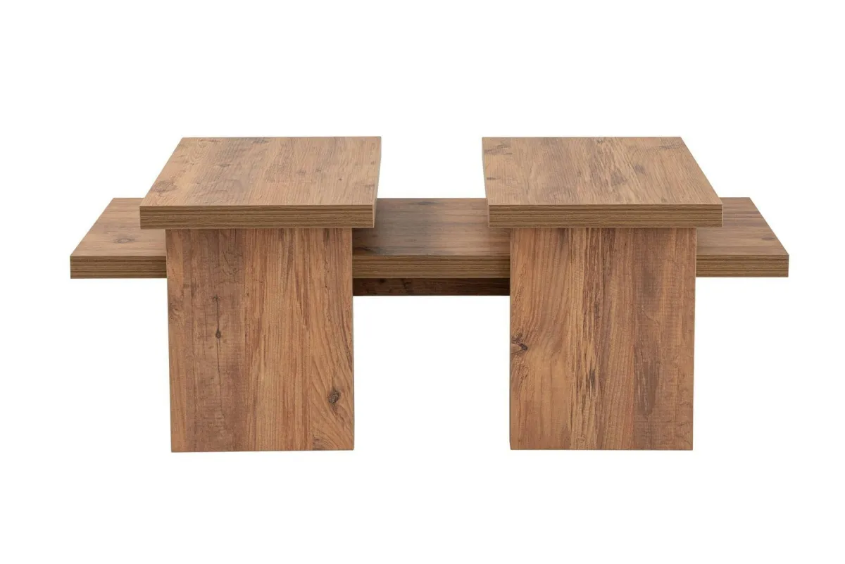 Tavolini Da Salotto > Dmora Tavolino da salotto Amarantha, 110x45 h42 cm, Pino Marrone Pino