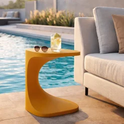 Tavolino da Salotto Arancione Adatto per Indoor/outdoor Forma Quadrato 44x54x44h cm, Colore Ripiano Arancione - Bagan