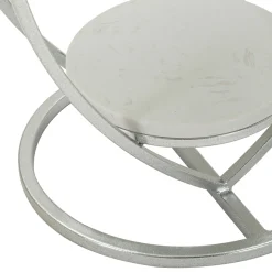 Tavolino da Salotto Argento Bianco Marmo Struttura a Cuore Forma Rotondo 40x40x46h cm, Colore Ripiano Bianco - Masaka