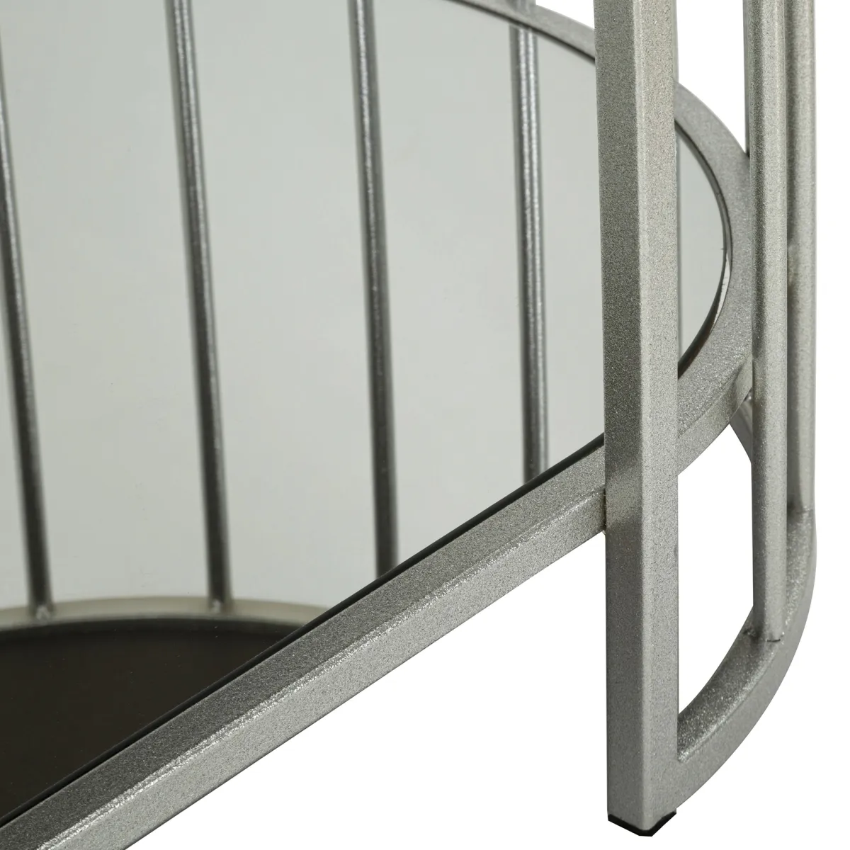 Tavolini Da Salotto > Dmora Tavolino da Salotto Argento Trasparente un Vano Forma Ovale 90x50x45h cm, Colore Ripiano Trasparente - Fafa Trasparente, Argento