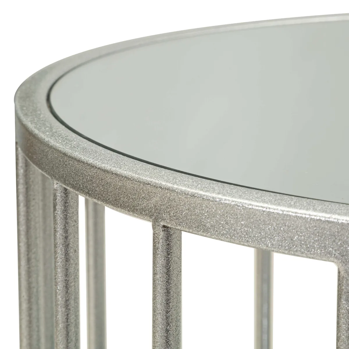 Tavolini Da Salotto > Dmora Tavolino da Salotto Argento Trasparente un Vano Forma Ovale 90x50x45h cm, Colore Ripiano Trasparente - Fafa Trasparente, Argento