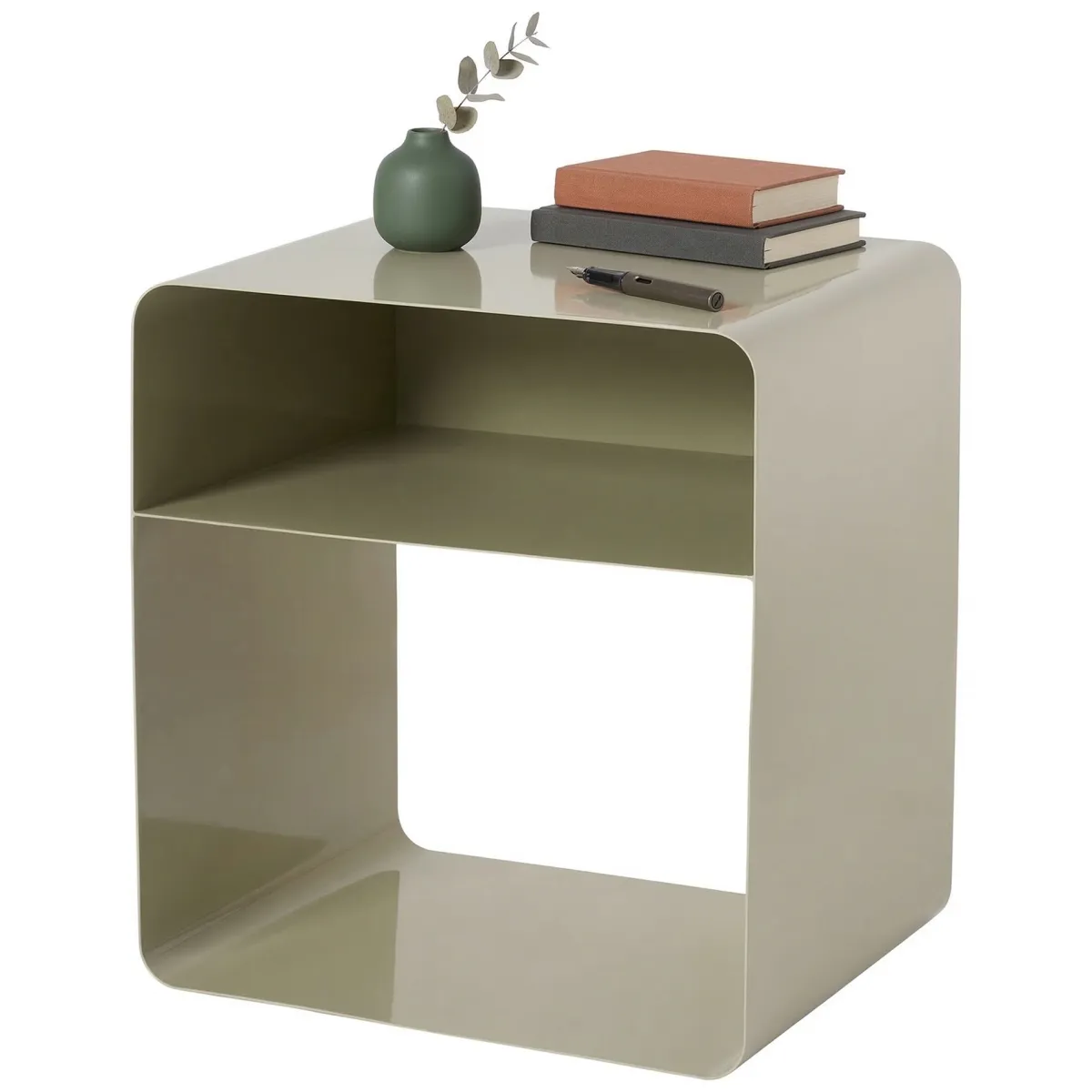 Tavolini Da Salotto > Dmora Tavolino da Salotto Effetto Lucido 2 Vani 45x50x56h cm, Forma Rettangolare - Cannobio Beige