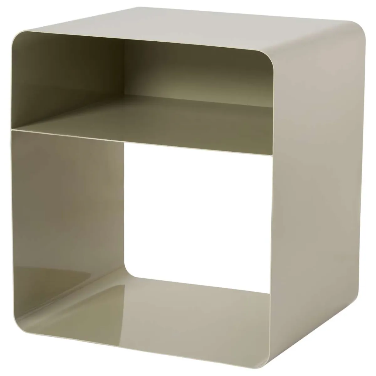 Tavolini Da Salotto > Dmora Tavolino da Salotto Effetto Lucido 2 Vani 45x50x56h cm, Forma Rettangolare - Cannobio Beige