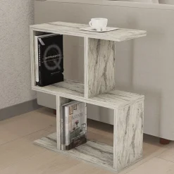 Tavolini Da Salotto > Dmora Tavolino da Salotto 2 Vani Forma Rettangolare 80x40x50h cm, Sfumatura Colore Ripiano Marmo - Verde Beige Marmo