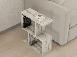 Tavolini Da Salotto > Dmora Tavolino da Salotto 2 Vani Forma Rettangolare 80x40x50h cm, Sfumatura Colore Ripiano Marmo - Verde Beige Marmo