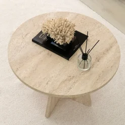 Tavolini Da Salotto > Dmora Tavolino da Salotto Beige Marmo Marrone Noce un Vano con Piedini 105x60x35h cm, Forma Rettangolare - Medicina Marrone Noce, Beige Marmo