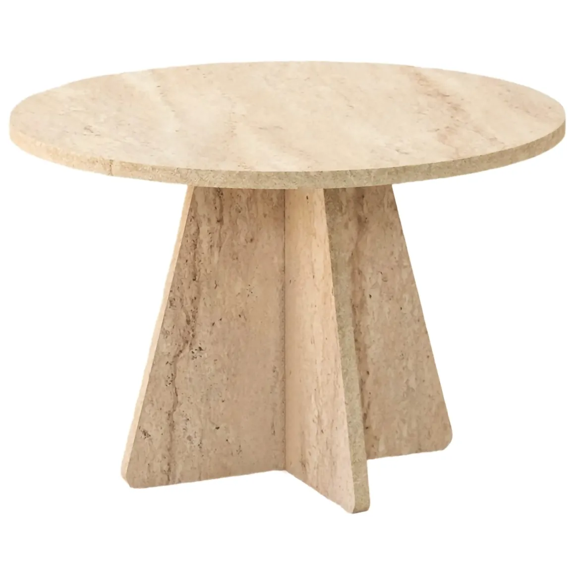 Tavolino da Salotto Beige Marmo Forma Rotondo Materiale Piano in Legno Nobilitato 60x60x40h cm, Colore Ripiano Beige - Armanda