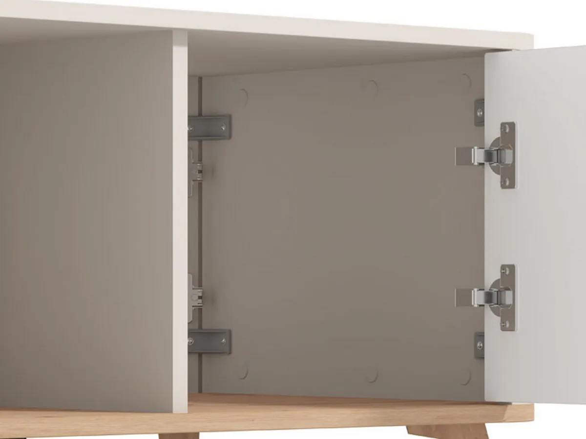 Tavolini Da Salotto > Dmora Tavolino da Salotto Beige Marrone Rovere con Piedini un Vano 101x54.5x46h cm, Forma Rettangolare - Patu Marrone, Beige Rovere