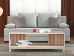 Tavolini Da Salotto > Dmora Tavolino da Salotto Beige Marrone Rovere un Cassetto un Vano 96x40x43h cm, Forma Rettangolare - Karisasa Marrone Rovere, Beige