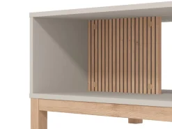 Tavolino da Salotto Beige Marrone Rovere con Piedini un Vano 120.5x54.5x41h cm, Forma Rettangolare - Leguzzano