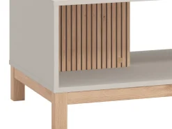 Tavolino da Salotto Beige Marrone Rovere con Piedini un Vano 120.5x54.5x41h cm, Forma Rettangolare - Leguzzano