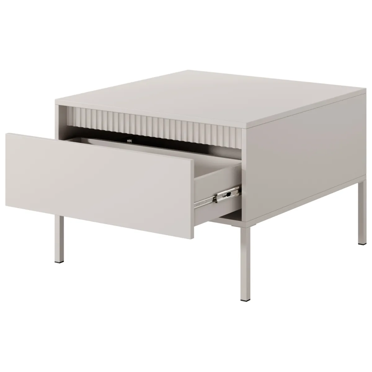 Tavolini Da Salotto > Dmora Tavolino da Salotto un Cassetto con Piedini 68x48x68h cm, Forma Quadrato - Kasinela Beige