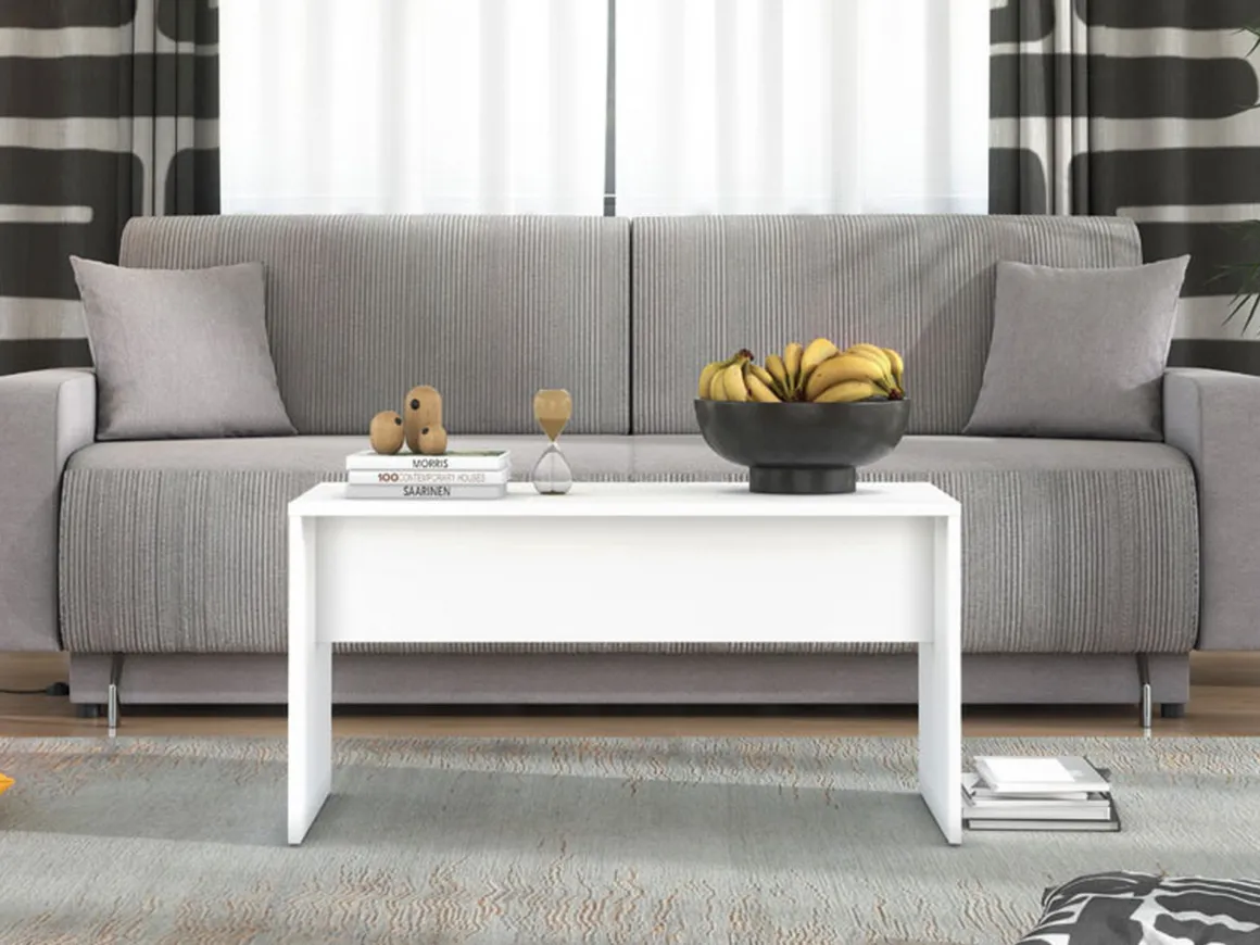 Tavolini Da Salotto > Dmora Tavolino da Salotto con Ruote 2 Vani 30x40x50h cm, Forma Rettangolare - Monticano Bianco