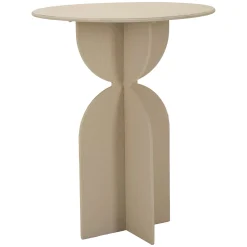 Tavolini Da Salotto > Dmora Tavolino da Salotto Forma Rotondo Colore Ripiano Bianco 46x54x46h cm, Sfumatura Colore Struttura Crema - Inle Bianco Crema