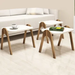 Tavolini Da Salotto > Dmora Tavolino da Salotto Bianco Crema Nero Adatto per Indoor/outdoor Effetto Pietra Forma Nuvola 62x48x100h cm, Colore Ripiano Bianco - Sefrou Nero, Bianco Crema