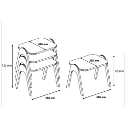 Tavolino da Salotto Bianco Crema Marrone Noce set 3 Pezzi Impilabili Forma Rettangolare 49x36x42h cm, Colore Ripiano Bianco - Cerrione