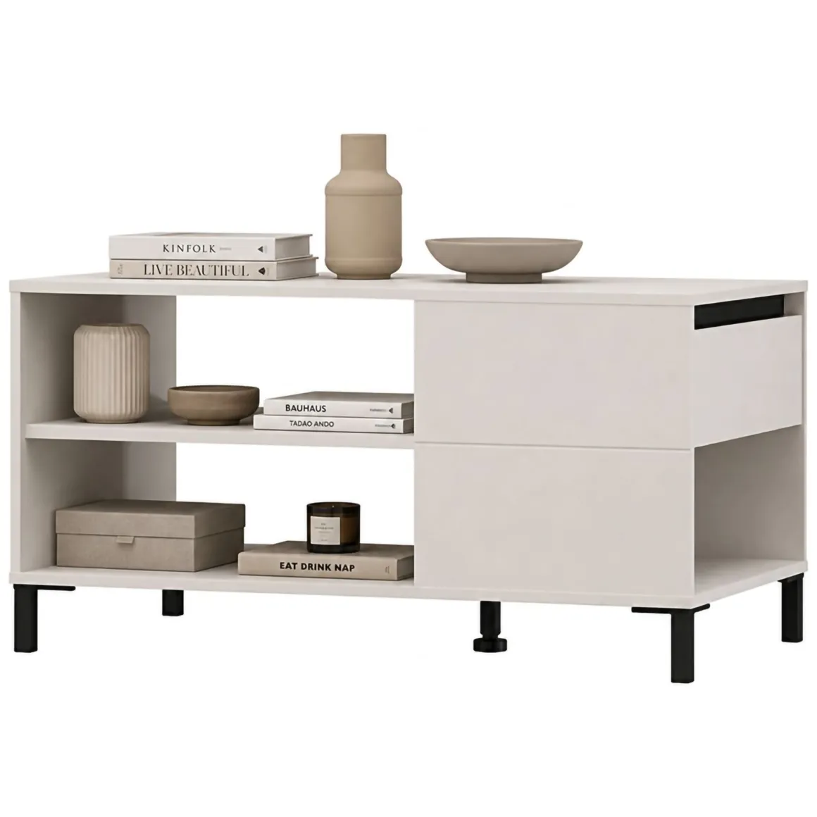 Tavolini Da Salotto > Dmora Tavolino da Salotto Bianco Crema Trasparente Forma Rotondo Colore Ripiano Trasparente 45x45x50h cm, Materiale Struttura in Vetro - Famefali Trasparente, Bianco Crema