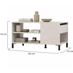 Tavolini Da Salotto > Dmora Tavolino da Salotto Bianco Crema Trasparente Forma Rotondo Colore Ripiano Trasparente 45x45x50h cm, Materiale Struttura in Vetro - Famefali Trasparente, Bianco Crema