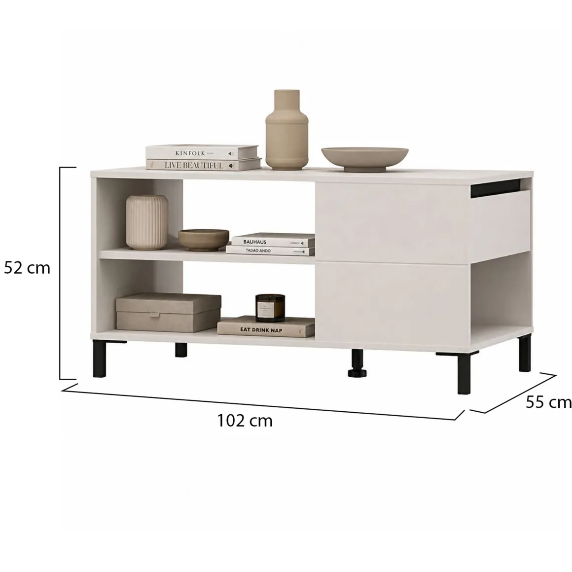 Tavolini Da Salotto > Dmora Tavolino da Salotto Bianco Crema Trasparente Forma Rotondo Colore Ripiano Trasparente 45x45x50h cm, Materiale Struttura in Vetro - Famefali Trasparente, Bianco Crema