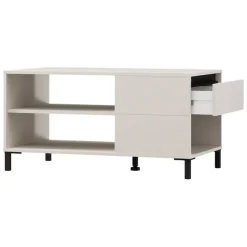 Tavolini Da Salotto > Dmora Tavolino da Salotto Bianco Crema Trasparente Forma Rotondo Colore Ripiano Trasparente 45x45x50h cm, Materiale Struttura in Vetro - Famefali Trasparente, Bianco Crema