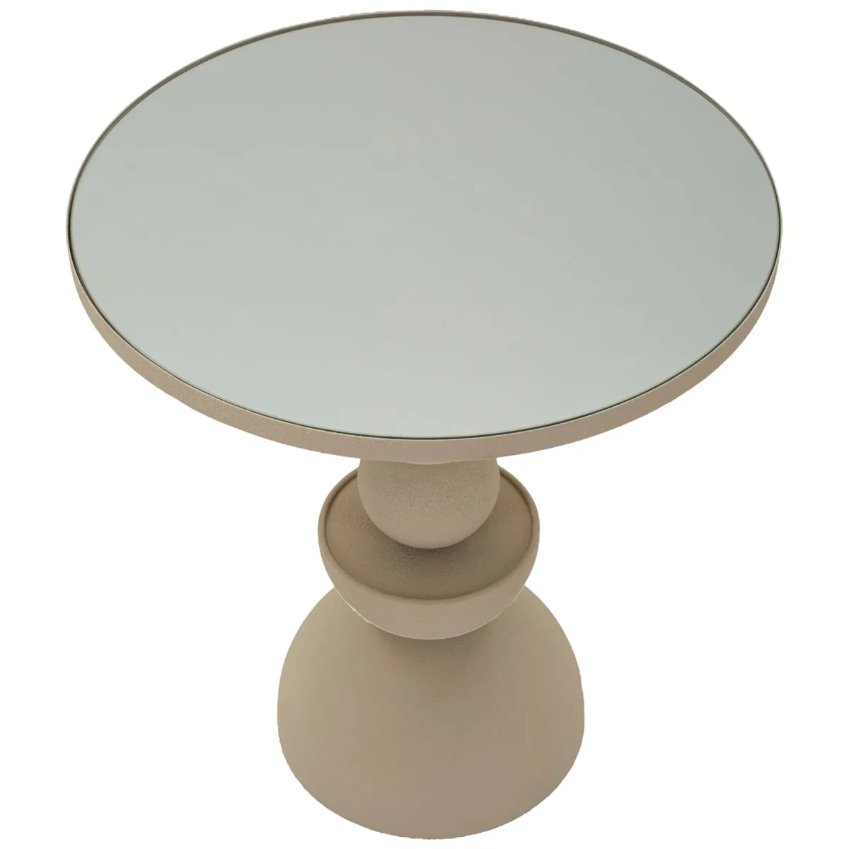 Tavolini Da Salotto > Dmora Tavolino da Salotto Bianco Crema Trasparente Forma Rotondo Colore Ripiano Trasparente 45x45x50h cm, Materiale Struttura in Vetro - Famefali Trasparente, Bianco Crema