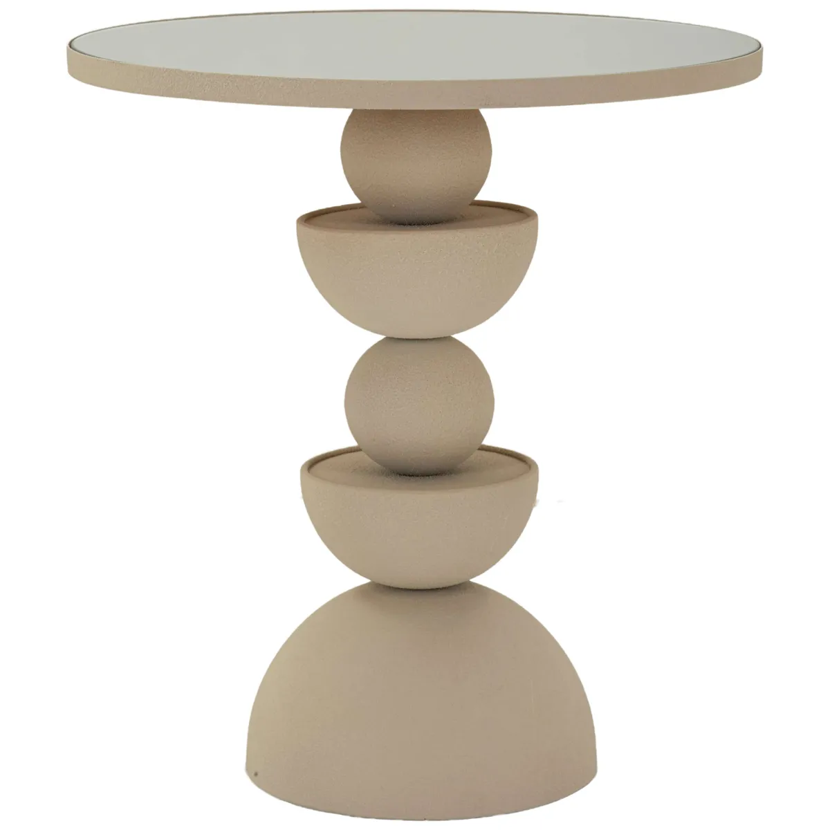 Tavolini Da Salotto > Dmora Tavolino da Salotto Bianco Crema Trasparente Forma Rotondo Colore Ripiano Trasparente 45x45x50h cm, Materiale Struttura in Vetro - Famefali Trasparente, Bianco Crema