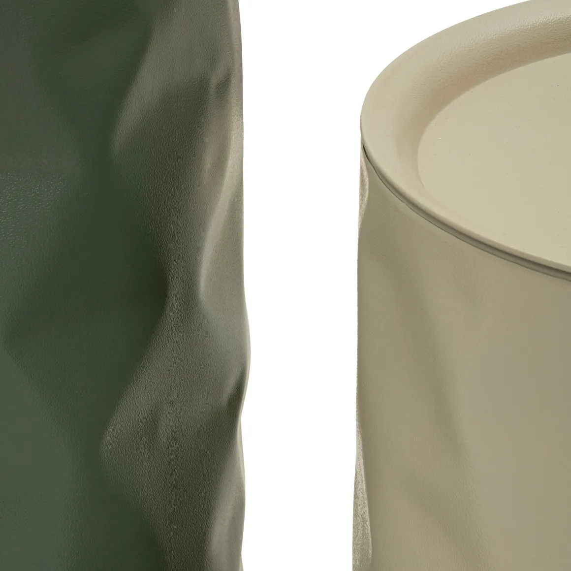 Tavolino da Salotto Bianco Crema Verde set da 2 Forma Rotondo 44x52x44h cm, Colore Ripiano Bianco - Ganomo