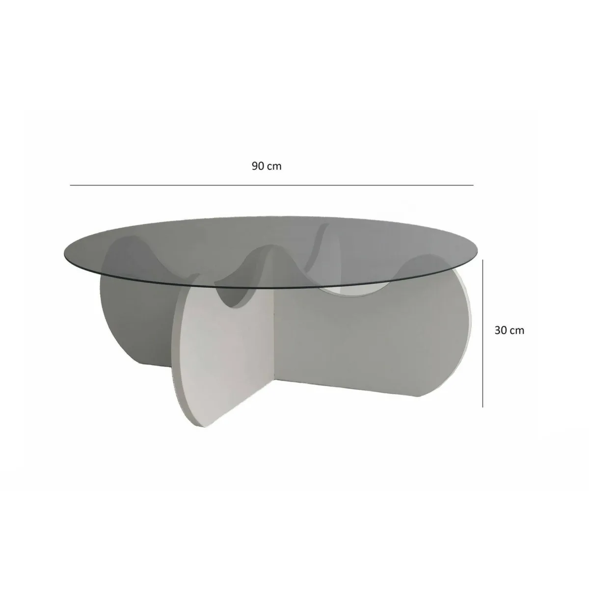 Tavolini Da Salotto|Salotto > Dmora Tavolino da Salotto Effetto Fume Forma Rotonda 90x90x30h cm, Materiale Piano in Vetro - Willow Bianco