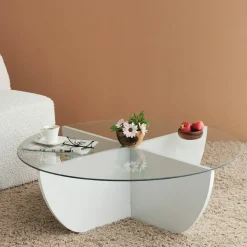 Tavolini Da Salotto > Dmora Tavolino da Salotto Forma Rettangolare Materiale Piano in Legno Nobilitato 119x60x40h cm, Colore Ripiano - Turate Bianco