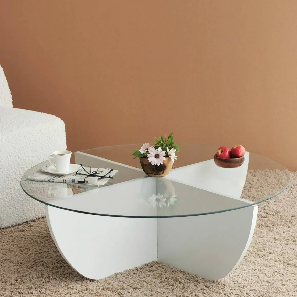 Tavolini Da Salotto > Dmora Tavolino da Salotto Forma Rettangolare Materiale Piano in Legno Nobilitato 119x60x40h cm, Colore Ripiano - Turate Bianco