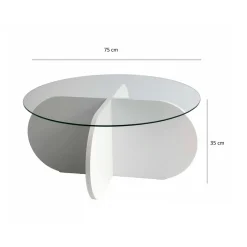 Tavolini Da Salotto > Dmora Tavolino da Salotto Forma Rotondo Colore Ripiano 47x59x47h cm, Materiale Piano in Metallo - Fanamaba Bianco