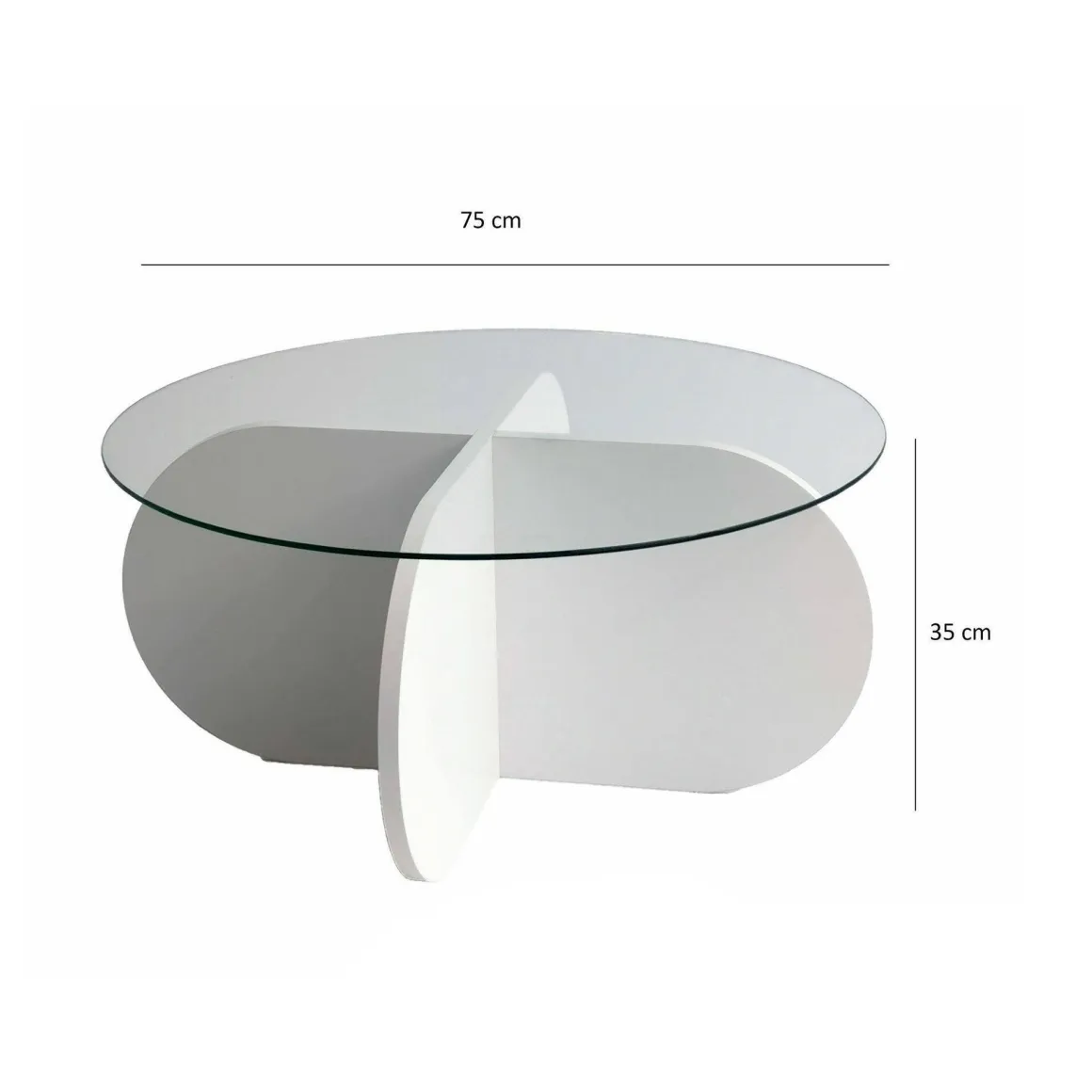 Tavolini Da Salotto > Dmora Tavolino da Salotto Forma Rotondo Colore Ripiano 47x59x47h cm, Materiale Piano in Metallo - Fanamaba Bianco
