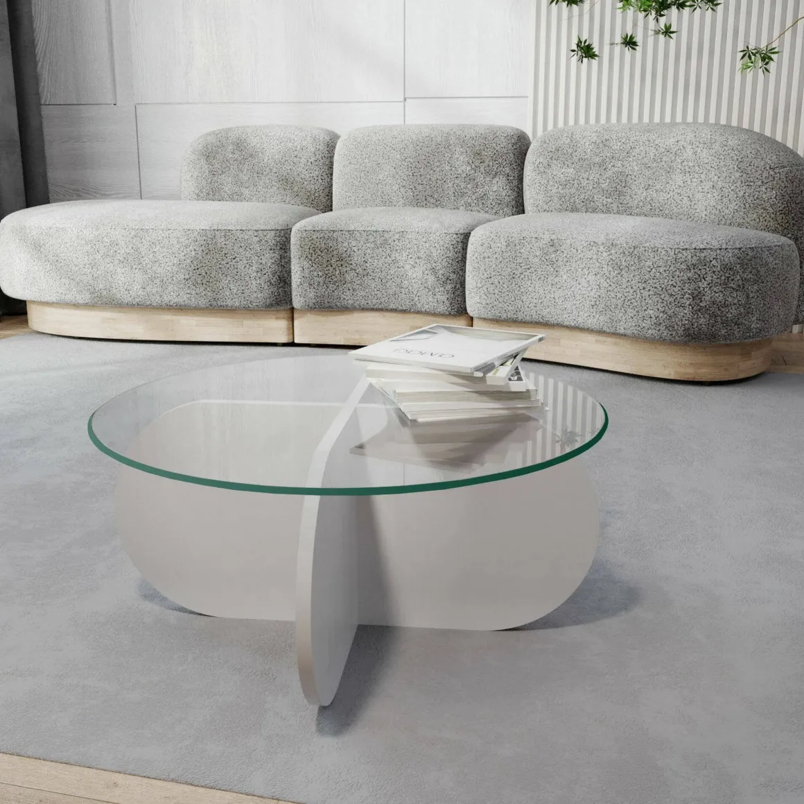 Tavolini Da Salotto > Dmora Tavolino da Salotto Forma Rotondo Colore Ripiano 47x59x47h cm, Materiale Piano in Metallo - Fanamaba Bianco