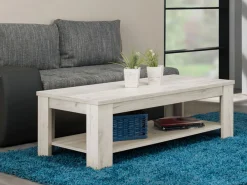 Tavolini Da Salotto > Dmora Tavolino da Salotto un Vano Forma Rettangolare 120x60x41.5h cm, Sfumatura Colore Ripiano Larice - Front Bianco Larice