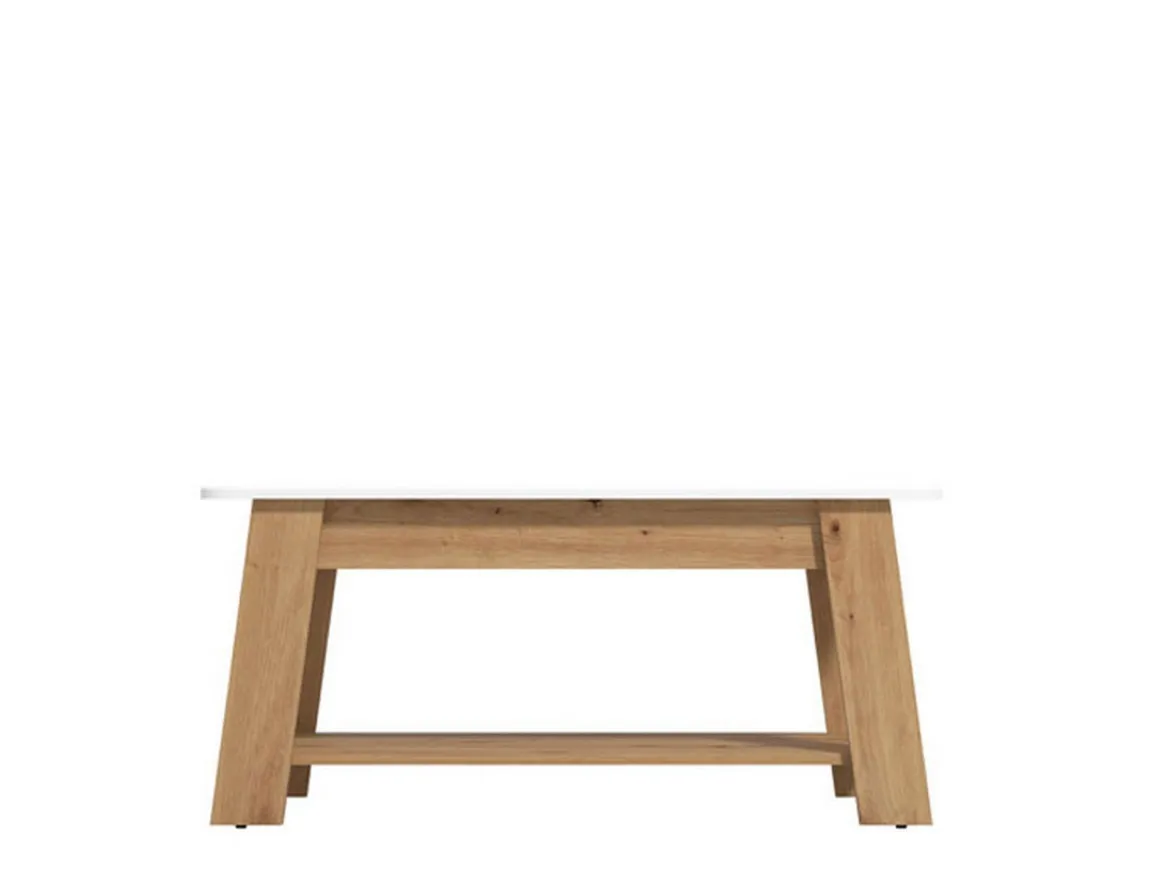 Tavolino da Salotto Bianco Lucido Marrone Rovere Nodi un Vano Forma Rettangolare 101x54.5x46.5h cm, Colore Ripiano Bianco - Casaglia