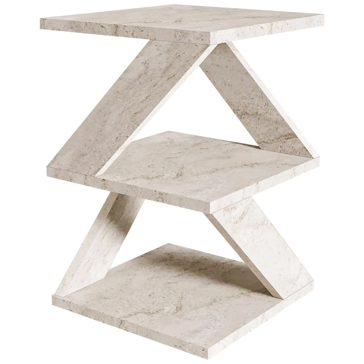 Tavolini Da Salotto > Dmora Tavolino da Salotto 2 Vani Forma Quadrato 30x30x54h cm, Sfumatura Colore Ripiano Marmo - Dovera Bianco Marmo