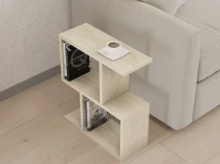 Tavolino da Salotto Bianco Marmo 2 Vani Forma Rettangolare 45x17x51h cm, Sfumatura Colore Ripiano Marmo - Tarzo
