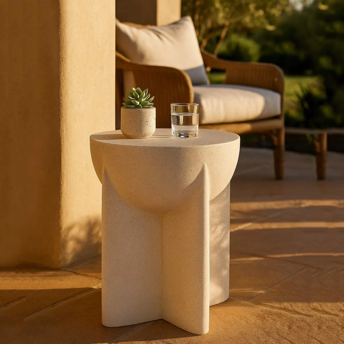Tavolino da Salotto Bianco Marmo Adatto per Indoor/outdoor Forma Rotondo 41x56x41h cm, Colore Ripiano Bianco - Galeli