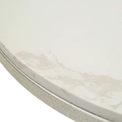 Tavolino da Salotto Bianco Marmo Argento Ripiano Effetto Marmo Forma Rotondo 56x56x68h cm, Colore Ripiano Bianco - Faka