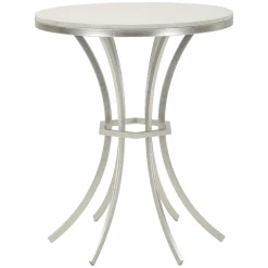 Tavolino da Salotto Bianco Marmo Argento Ripiano Effetto Marmo Forma Rotondo 56x56x68h cm, Colore Ripiano Bianco - Faka